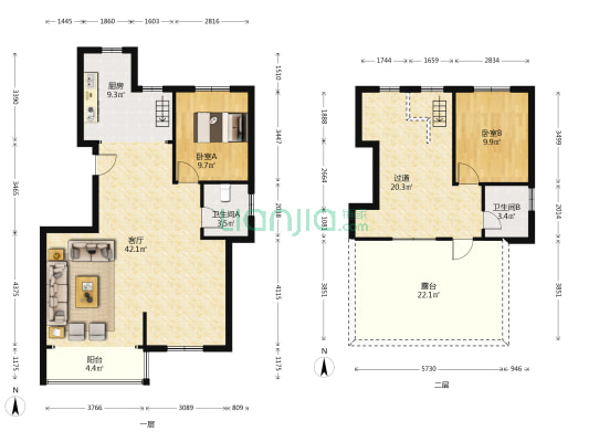 鑫都合苑 2室1厅2卫 139平方