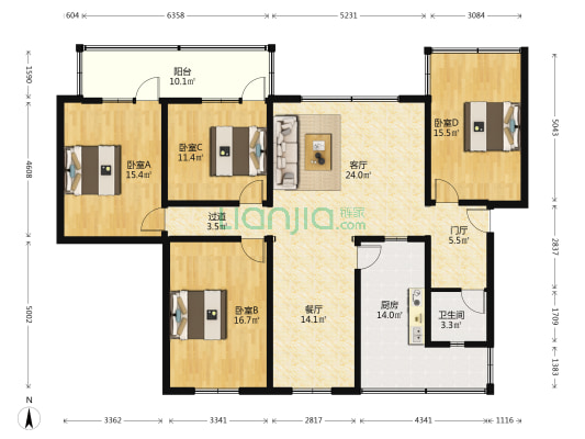 泰和巷31号 4室2厅1卫 148平方