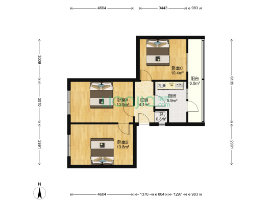友好路 3室0厅1卫 72平方