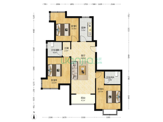 状元城（蓟州） 3室1厅2卫 119平方