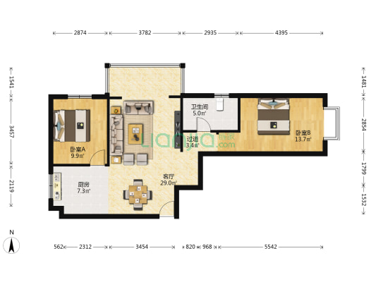 福源小镇 2室1厅1卫 97平方