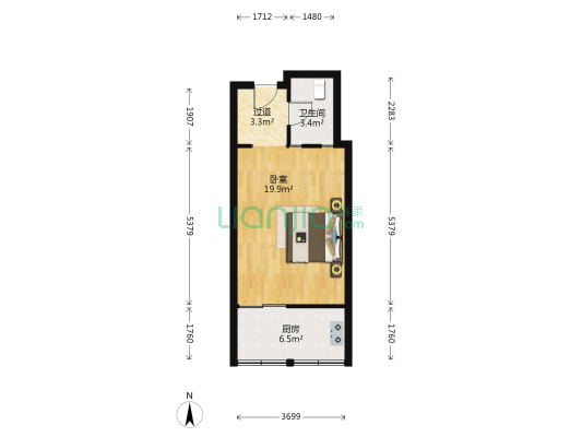 宝凤大厦 1室0厅1卫 50平方