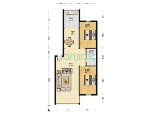 铁建秀苑 2室2厅1卫 101平方