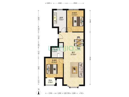 宝德悦汇城 2室1厅1卫 92平方