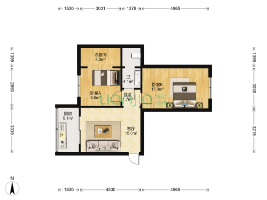 公交一公司家属院 2室1厅1卫 66平方