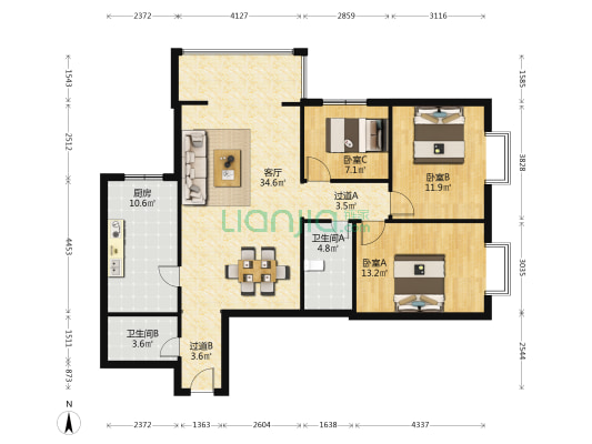 沃德小镇 3室1厅2卫 123平方