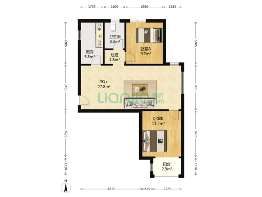 御东郡 2室1厅1卫 85平方