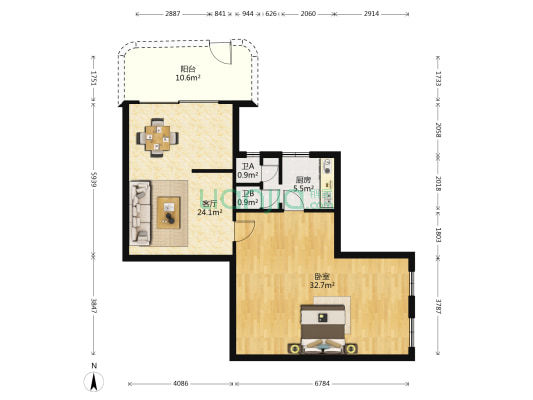 人民东路二巷小区 1室1厅2卫 84平方