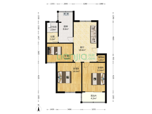 新民小区 3室1厅1卫 87平方