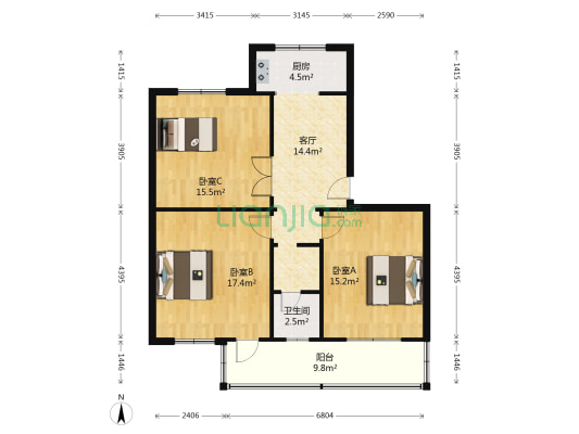 流虹路618号小区 3室1厅1卫 86平方