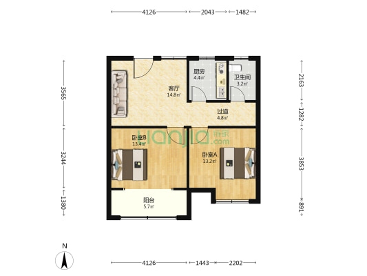 甘露花苑（南区） 2室1厅1卫 85平方