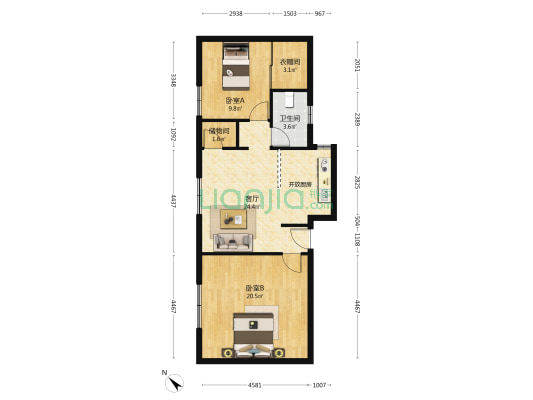 西湖公寓 2室1厅1卫 88平方