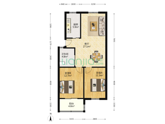 岳西东村 2室1厅1卫 81平方
