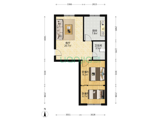 兰州市邮政局家属楼（民主东路） 2室1厅1卫 56平方