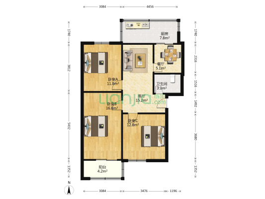 桃源路33号 3室2厅1卫 88平方
