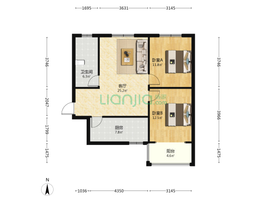 旺峰瑞石 2室1厅1卫 96平方