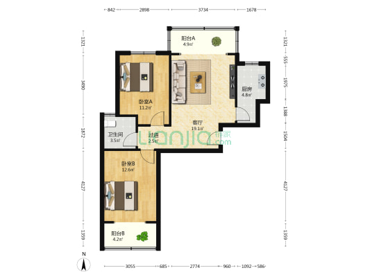 恒达清林苑 2室1厅1卫 81平方