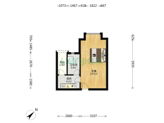 保利高尔夫郡水晶宫寓 1室0厅1卫 46平方