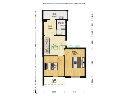 永陵路36号 2室1厅1卫 57平方