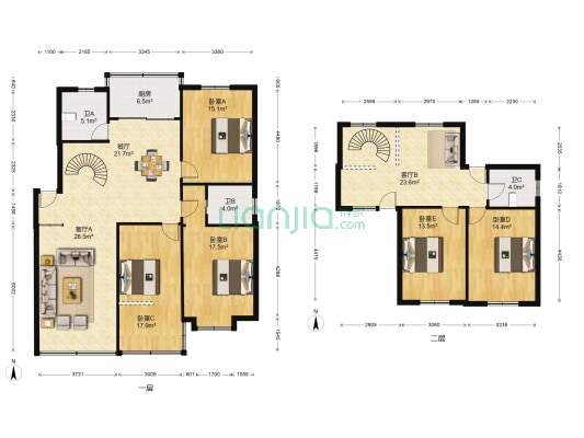 明州花园北区 5室3厅3卫 205平方