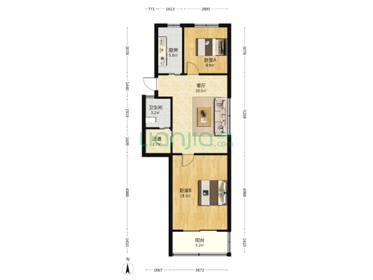 金箔路468号 2室1厅1卫 78平方