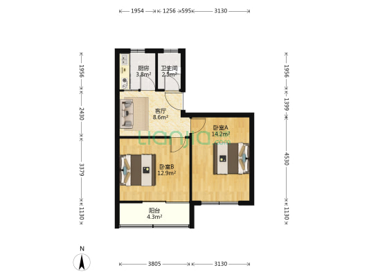 雨山二村 2室1厅1卫 56平方