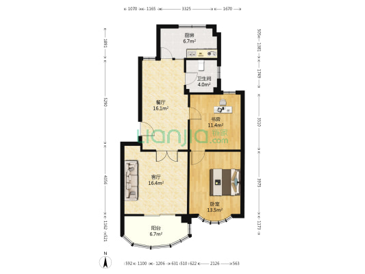 香格里拉城市花园 2室2厅1卫 89平方