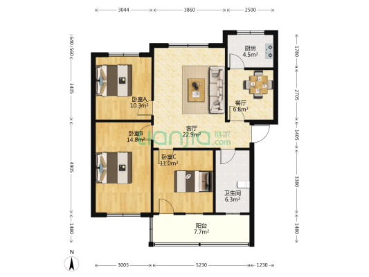 关庄南区四巷 3室2厅1卫 100平方