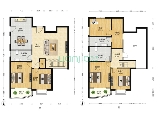 扬子江家园 5室1厅3卫 214平方