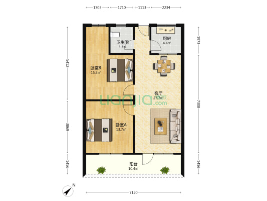 33区商住楼宝安区 2室1厅1卫 84平方