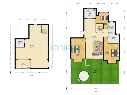 江岛华庭 3室1厅3卫 217平方