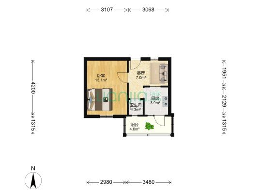 山大南院宿舍教工住宅楼 1室1厅1卫 36平方