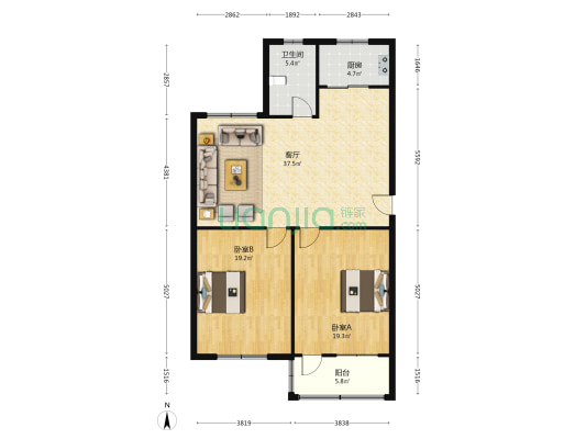 金凤凰装饰城 2室1厅1卫 118平方