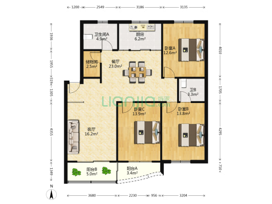 怡南花园 3室2厅2卫 117平方