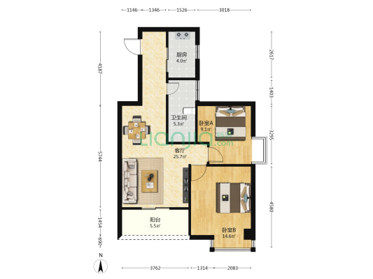 宏银花园 2室1厅1卫 78平方