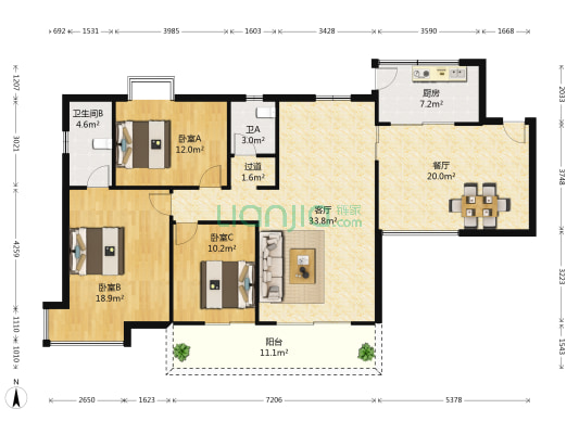 御林苑 3室2厅2卫 138平方