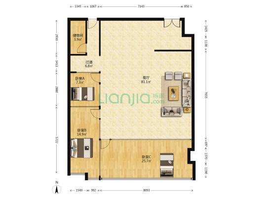 天安中心 3室1厅0卫 202平方