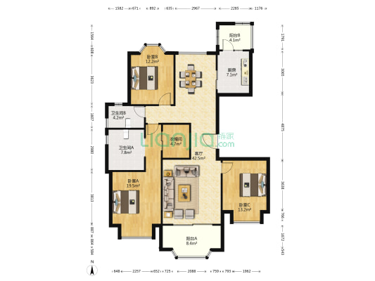 中信君廷 3室1厅2卫 154平方