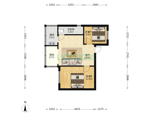 水西门街44号回迁楼 2室1厅1卫 65平方