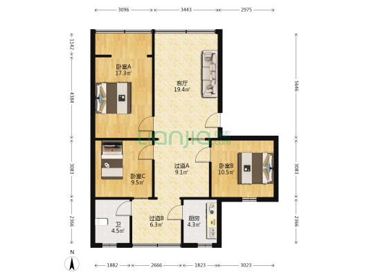 半截巷50附15号 3室1厅1卫 99平方