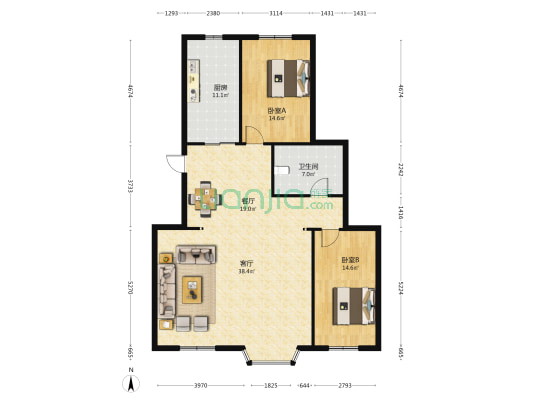 新城大厦 2室2厅1卫 144平方