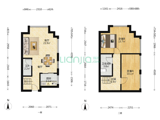 云起中心 2室1厅2卫 42平方