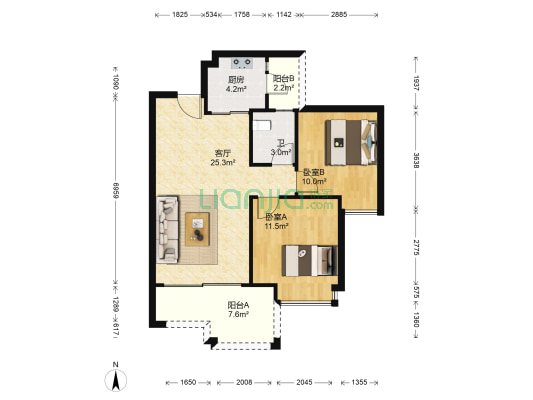 绿色世嘉花园 2室1厅1卫 80平方