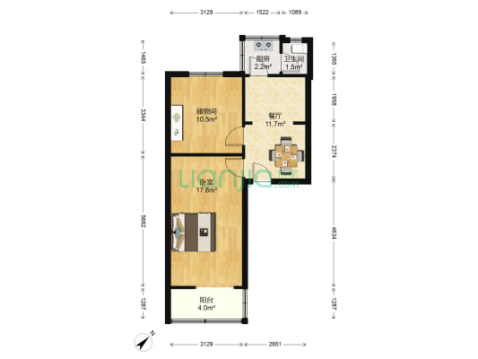 经华北路1号院 1室1厅1卫 54平方