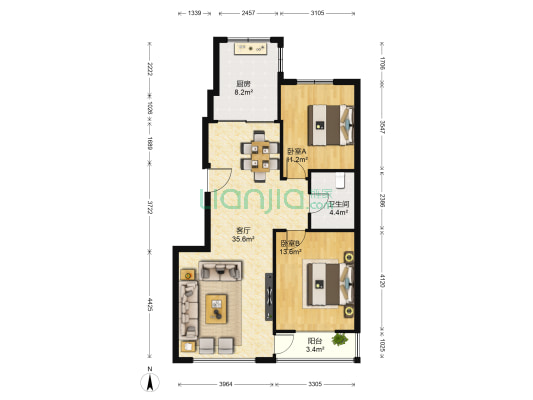 嘉安边防家园 2室1厅1卫 101平方