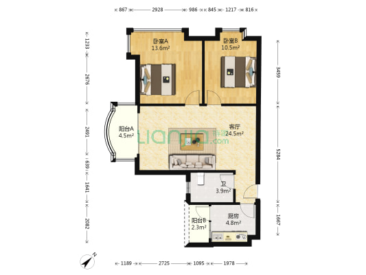翠城花园 2室1厅1卫 79平方