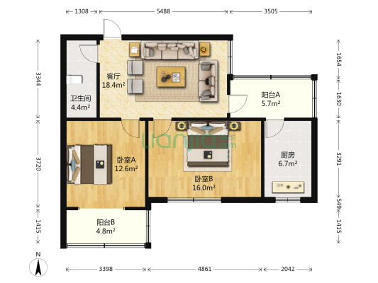林家巷16号 2室1厅1卫 70平方