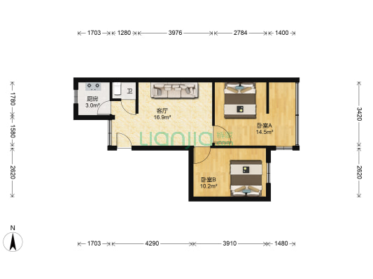 王家坝 2室1厅1卫 60平方