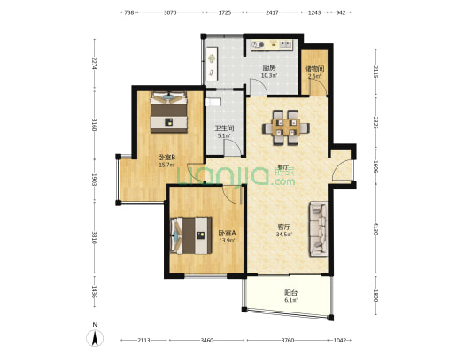 友力大厦 2室1厅1卫 120平方