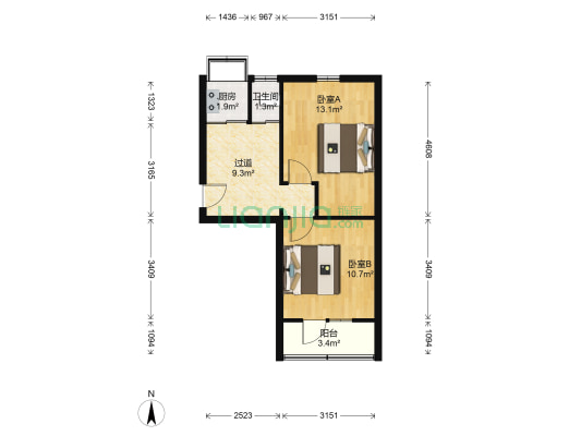 建工楼 2室0厅1卫 54平方